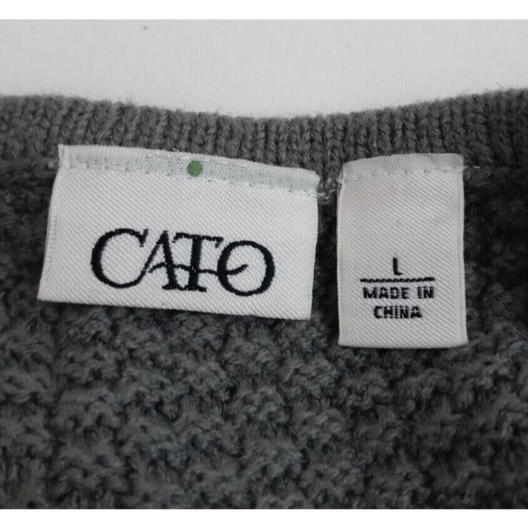 Cato Women's Gray Sweater With Faux Pearls On Shoulders Size Large - Picture 5 of 6